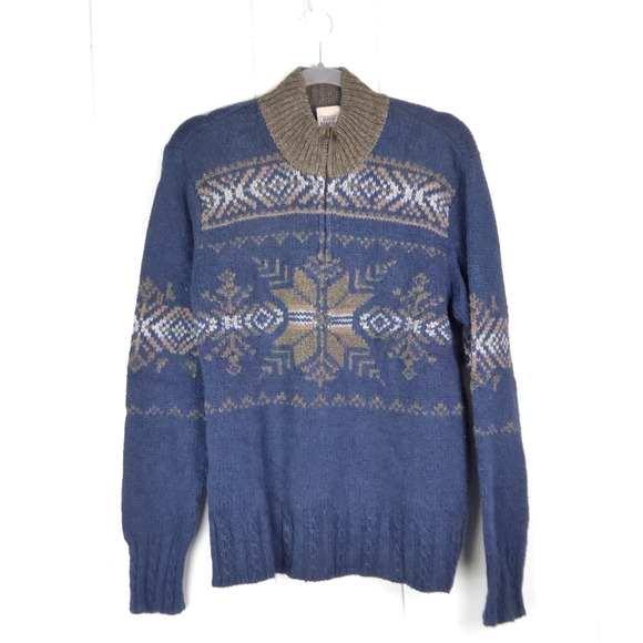 VTG High Sierra Sweater Mens SZ M Wool Blend 1/4 Zip Fair Ilse Nordic Cozy - Picture 1 of 10